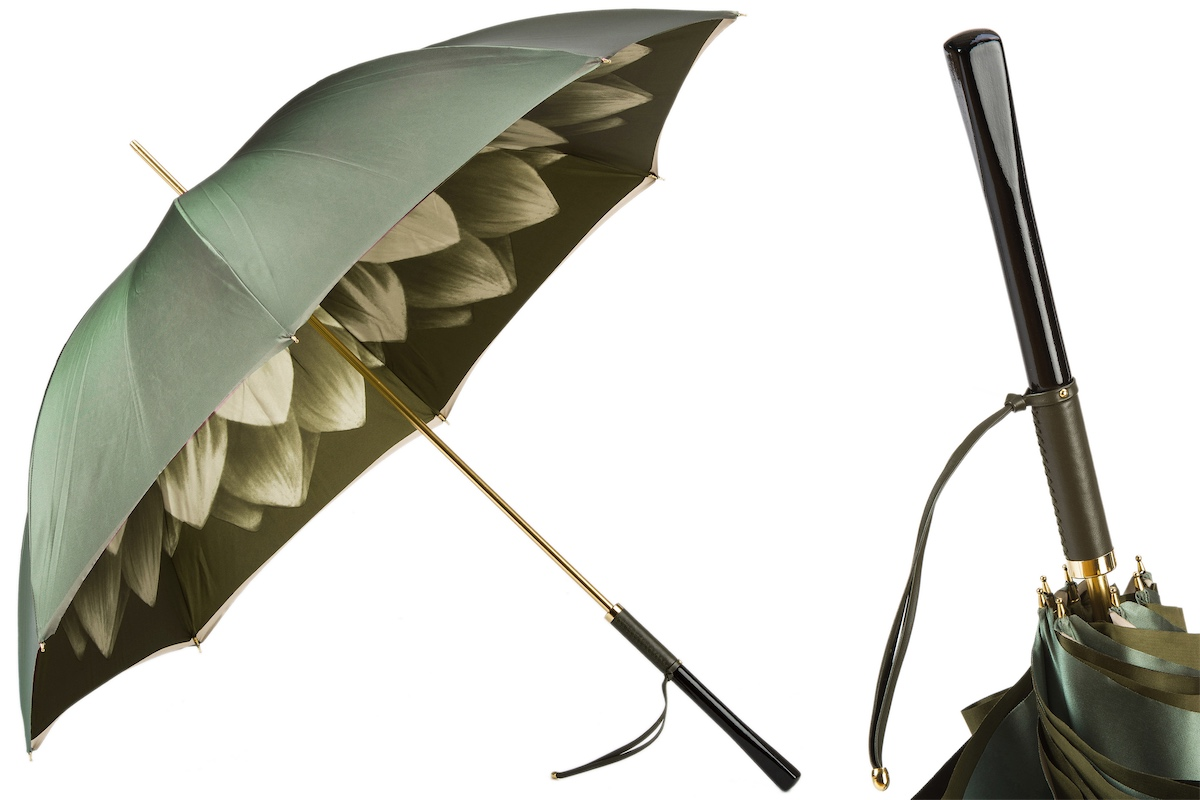 Chic Designer Green Dahlia Manual Opening Umbrella