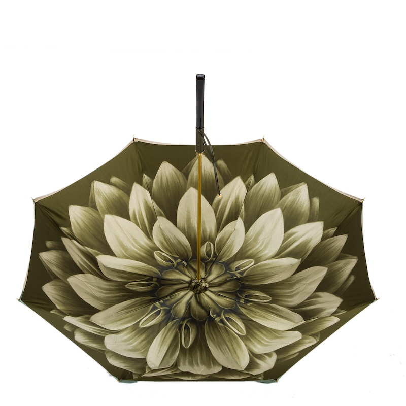 Chic Designer Green Dahlia Manual Opening Umbrella