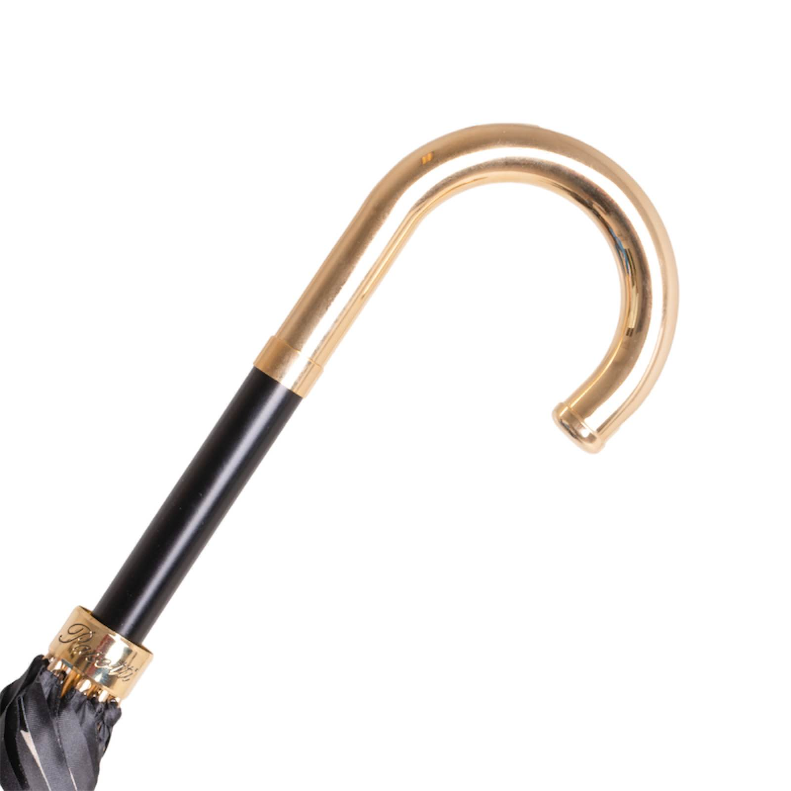 Umbrella Geometrie Beige with Brass Handle, Handmade in Italy