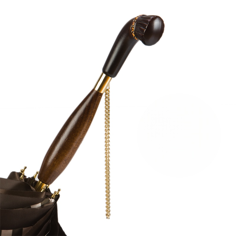 Classic Striped Umbrella with Swarovski Crystals – Handmade in Italy