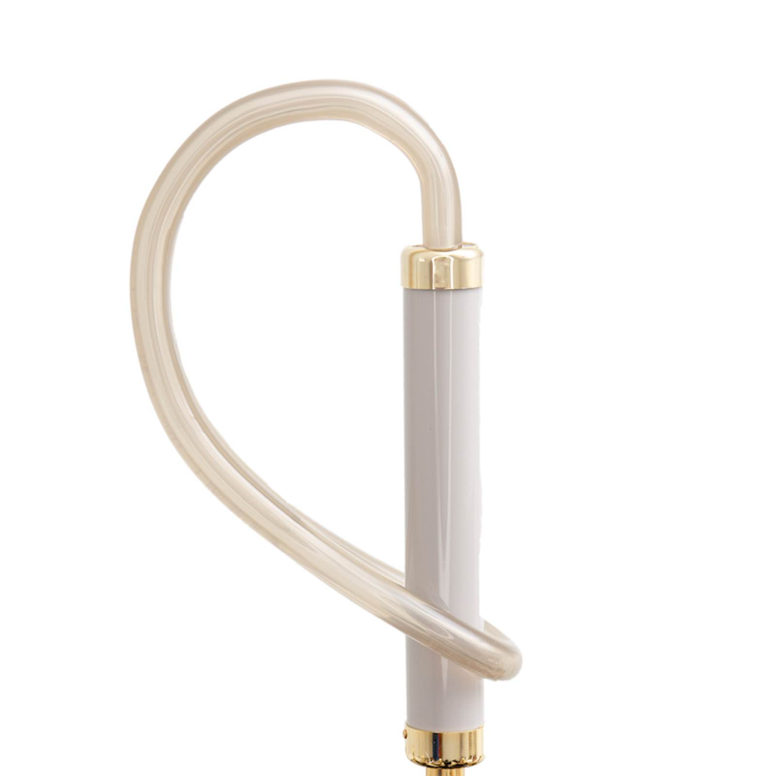 Elegant Ivory Umbrella with Black Stripes and Acetate Handle