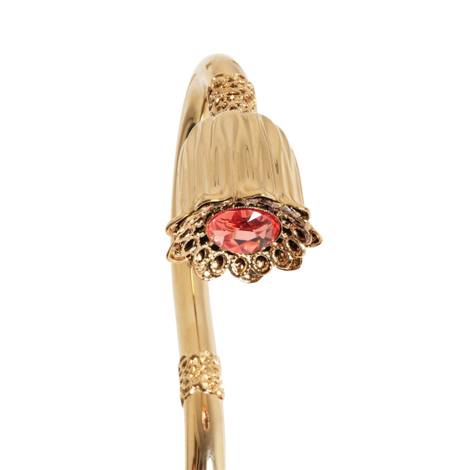 Jeweled Brass Handle Floral Design Manual Opening Umbrella