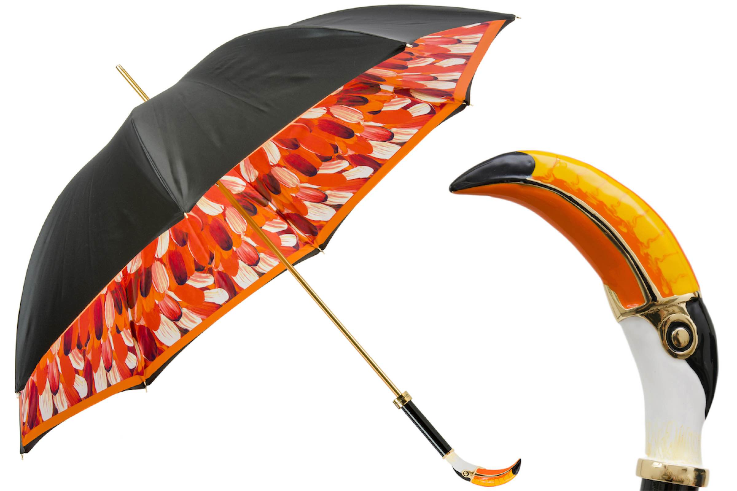 Toucan Umbrella – Manual Opening, Enameled Brass Handle