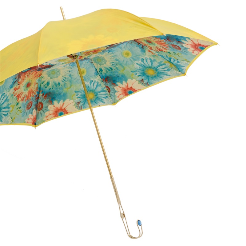 Summer Sunflowers Umbrella – Double Cloth with Jeweled Brass Handle