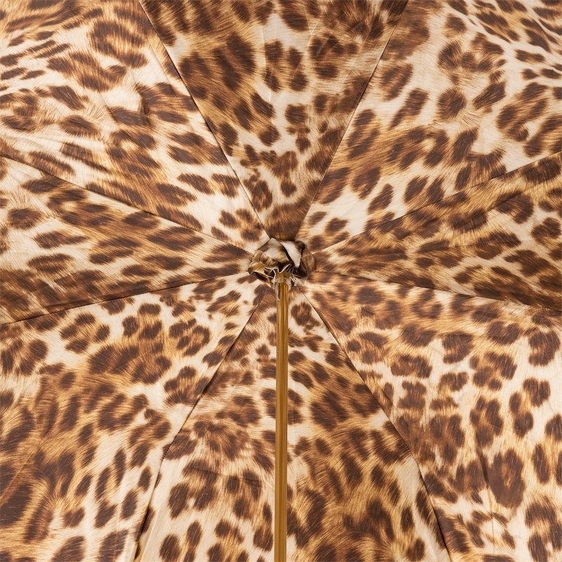 Creamy-White Leopard Print Umbrella with Swarovski Crystals
