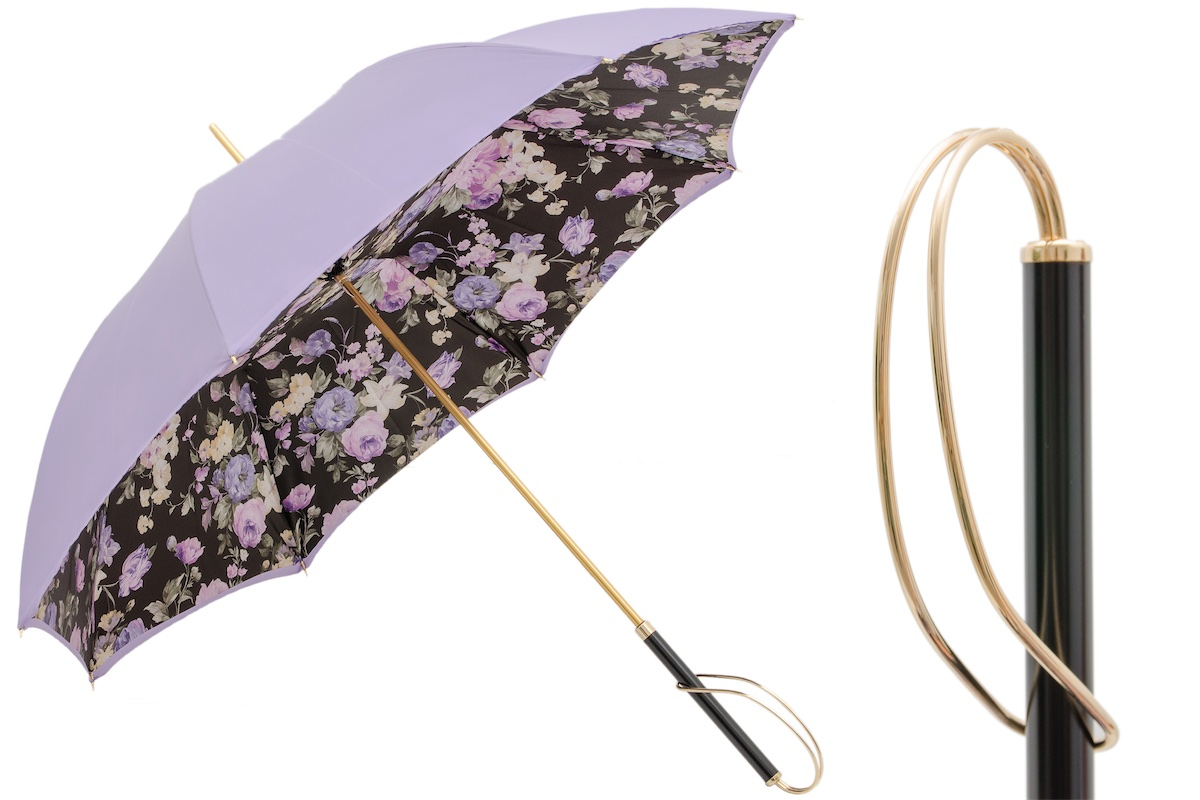 Elegant Lilac Flowers Double Cloth Umbrella – Handmade in Italy
