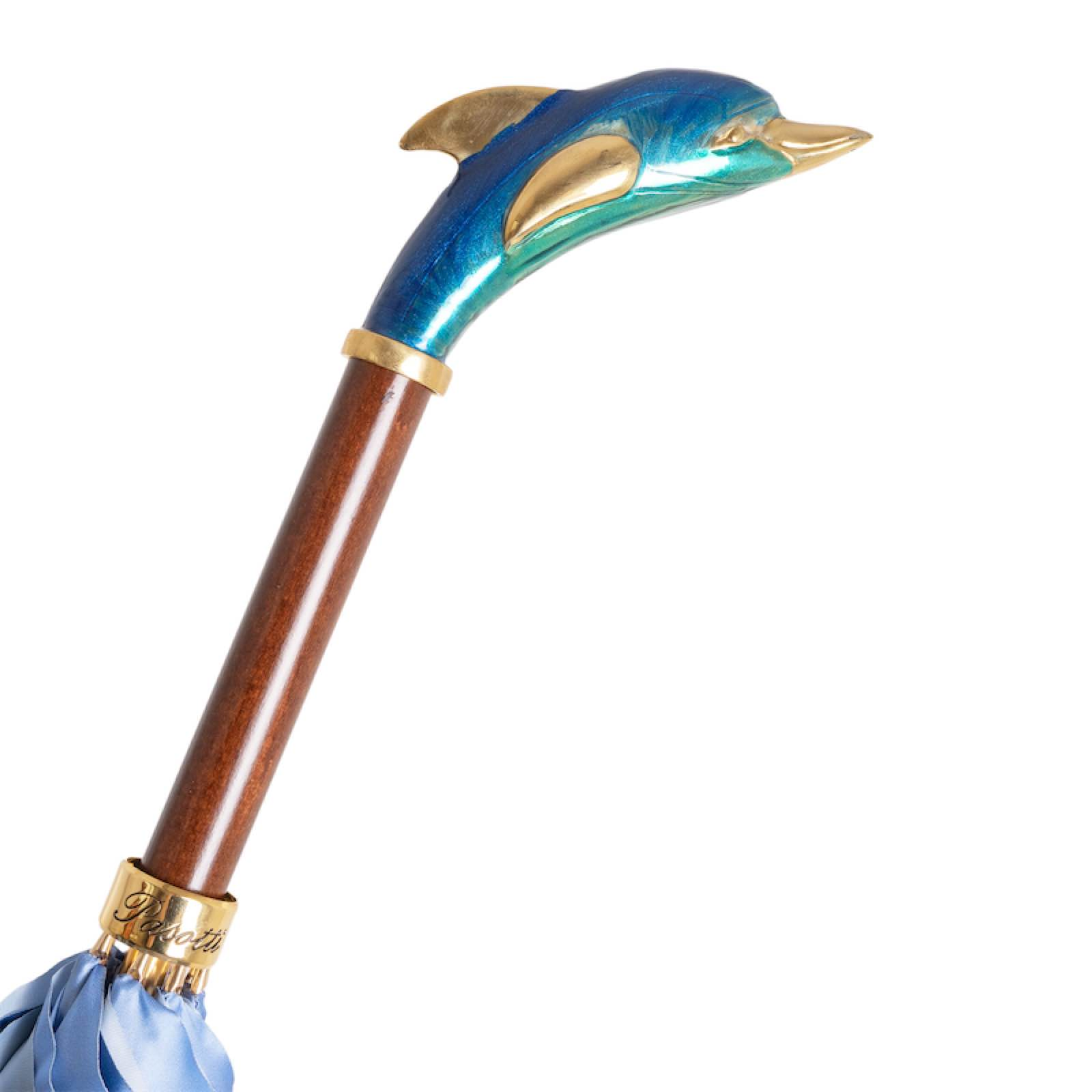 Designer Dolphin Handle Blue Umbrella – Handmade in Italy
