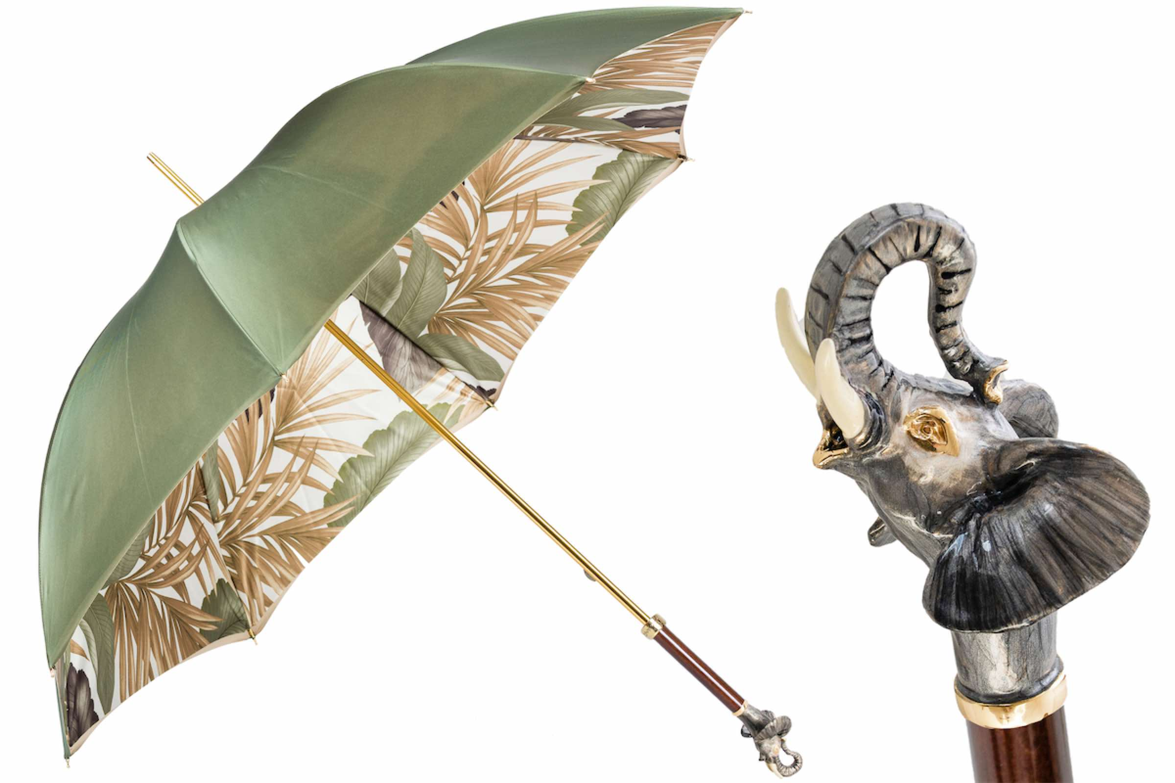 Elephant Umbrella with Enameled Brass Handle – Handmade in Italy