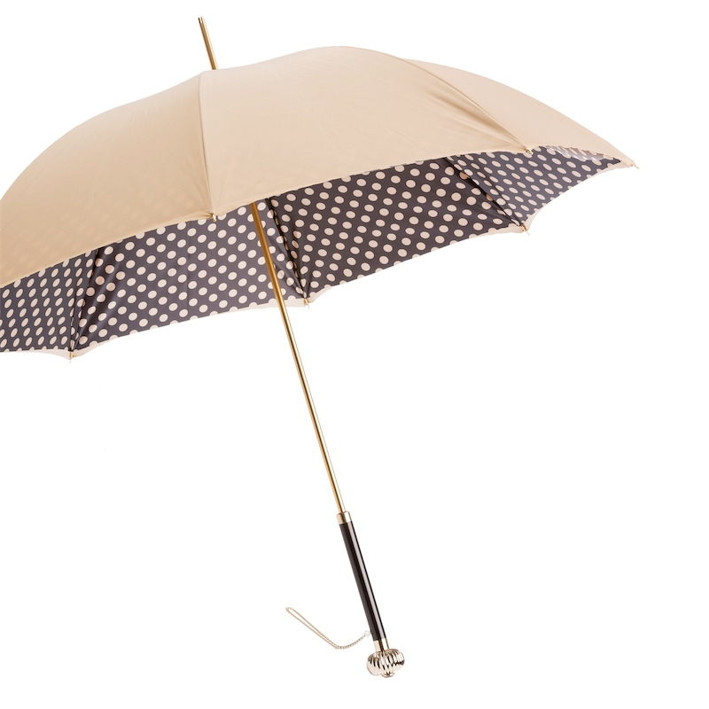 Double Cloth Classic Polka Dots Umbrella with Jeweled Handle