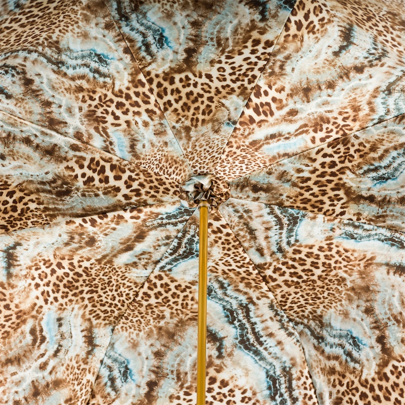 Handmade Blue Animalier Manual Opening Double Cloth Umbrella