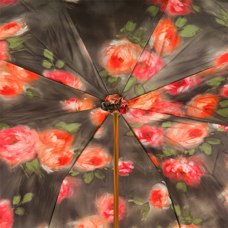 Orange Flowers Umbrella, Double Cloth – Manual Opening, Acetate Handle