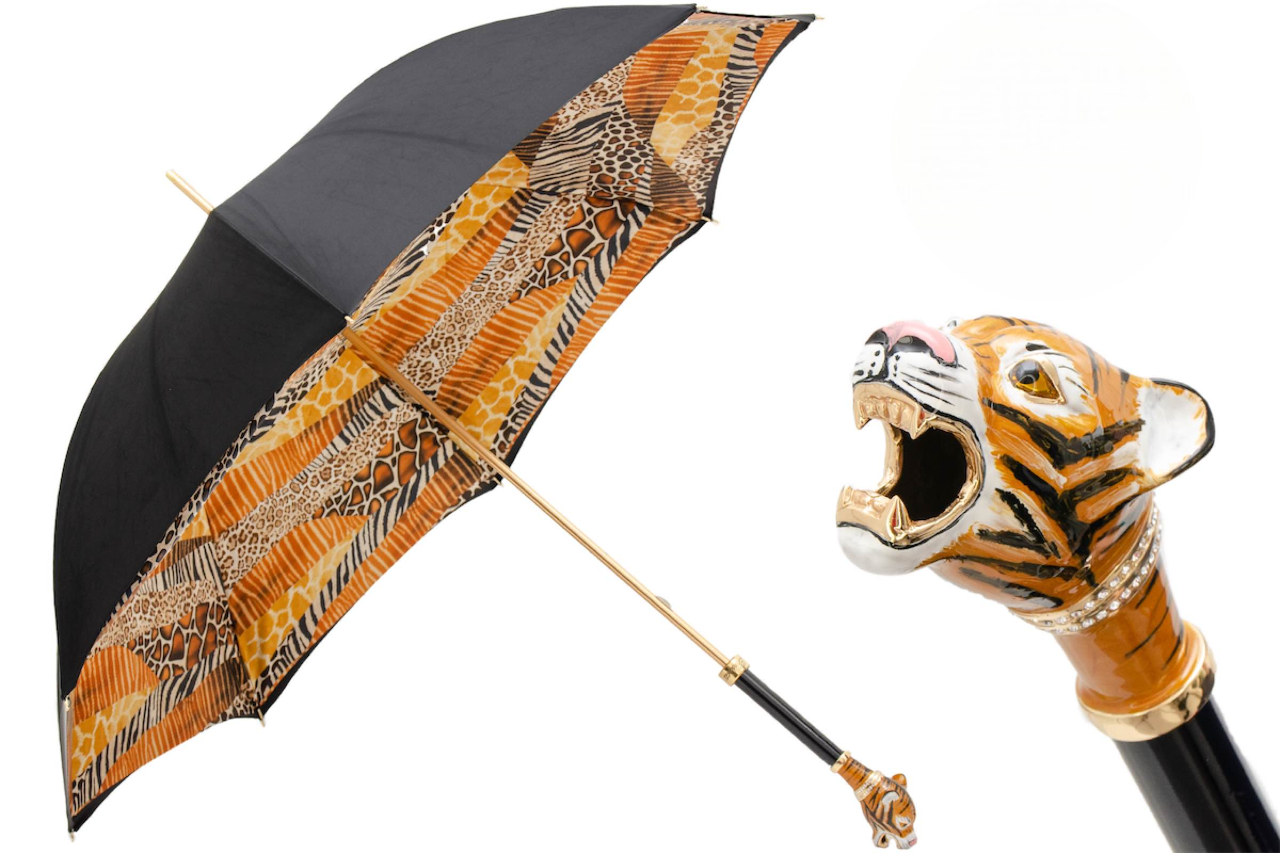 Exclusive Design Tiger Handle Double Cloth Umbrella