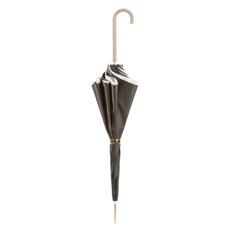 Black Umbrella with Chains Print – Swarovski Crystal Handle