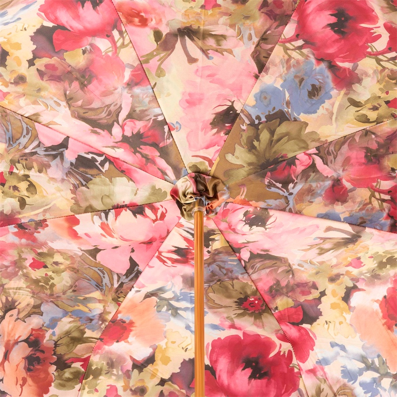 Blue Umbrella with Flowers Inside – Double Cloth, Manual Opening