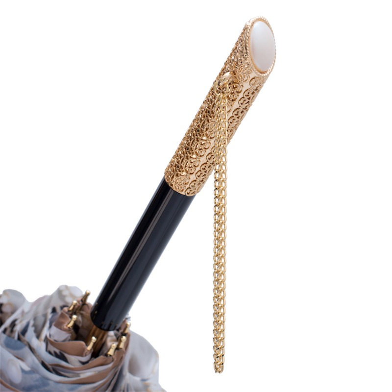 Light Gold Pearls Print Umbrella, Double Cloth – Manual Opening