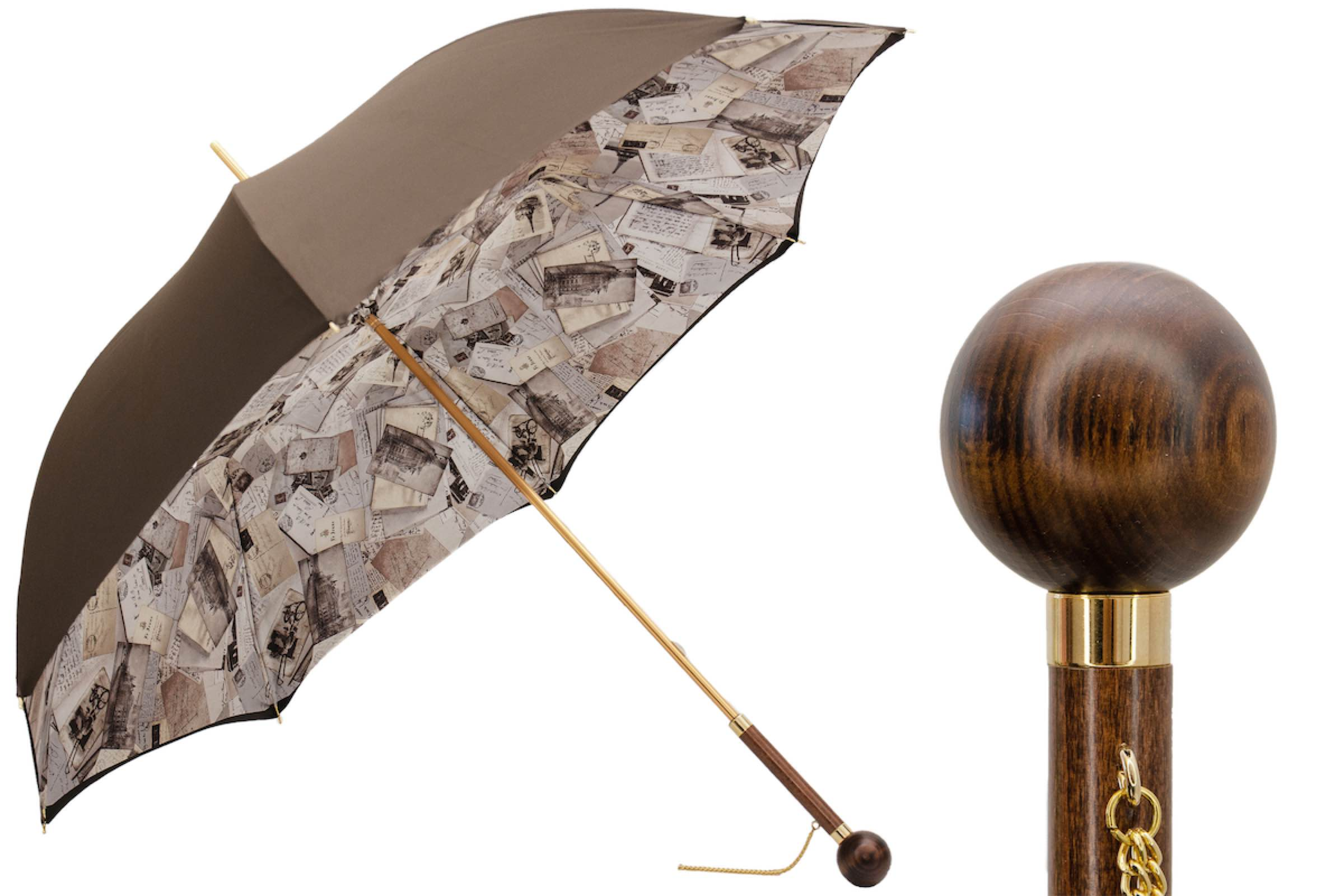 Designer Umbrella Cartoline with Wooden Handle, Handmade in Italy