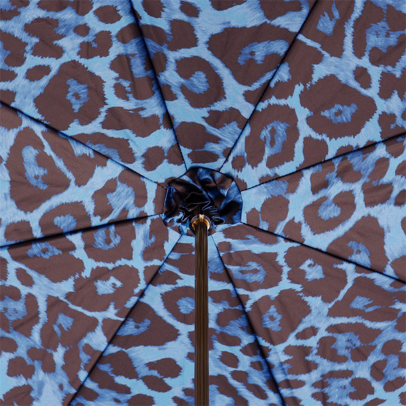 Animal Print Manual Opening Umbrella in Blue – Handmade in Italy