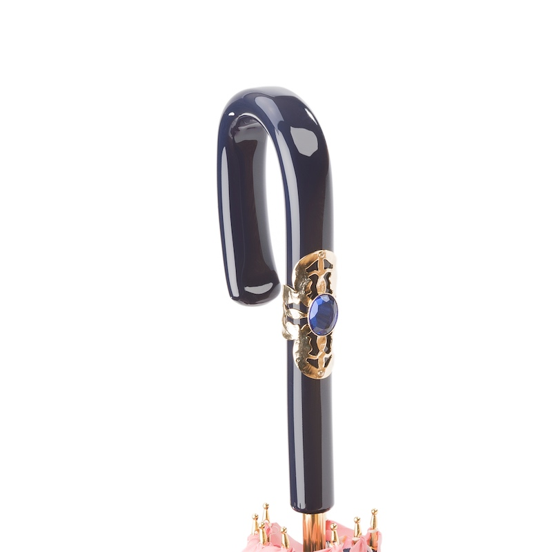 Pink Umbrella with Flowers, Double Cloth – Handmade in Italy