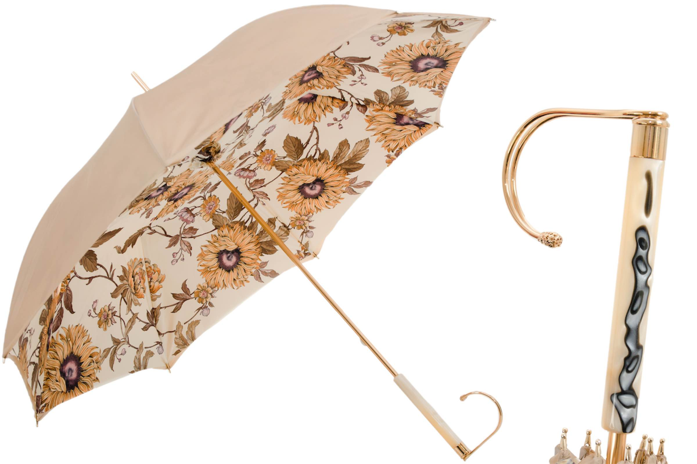 Elegant Design Ivory Flowered Umbrella – Manual Opening