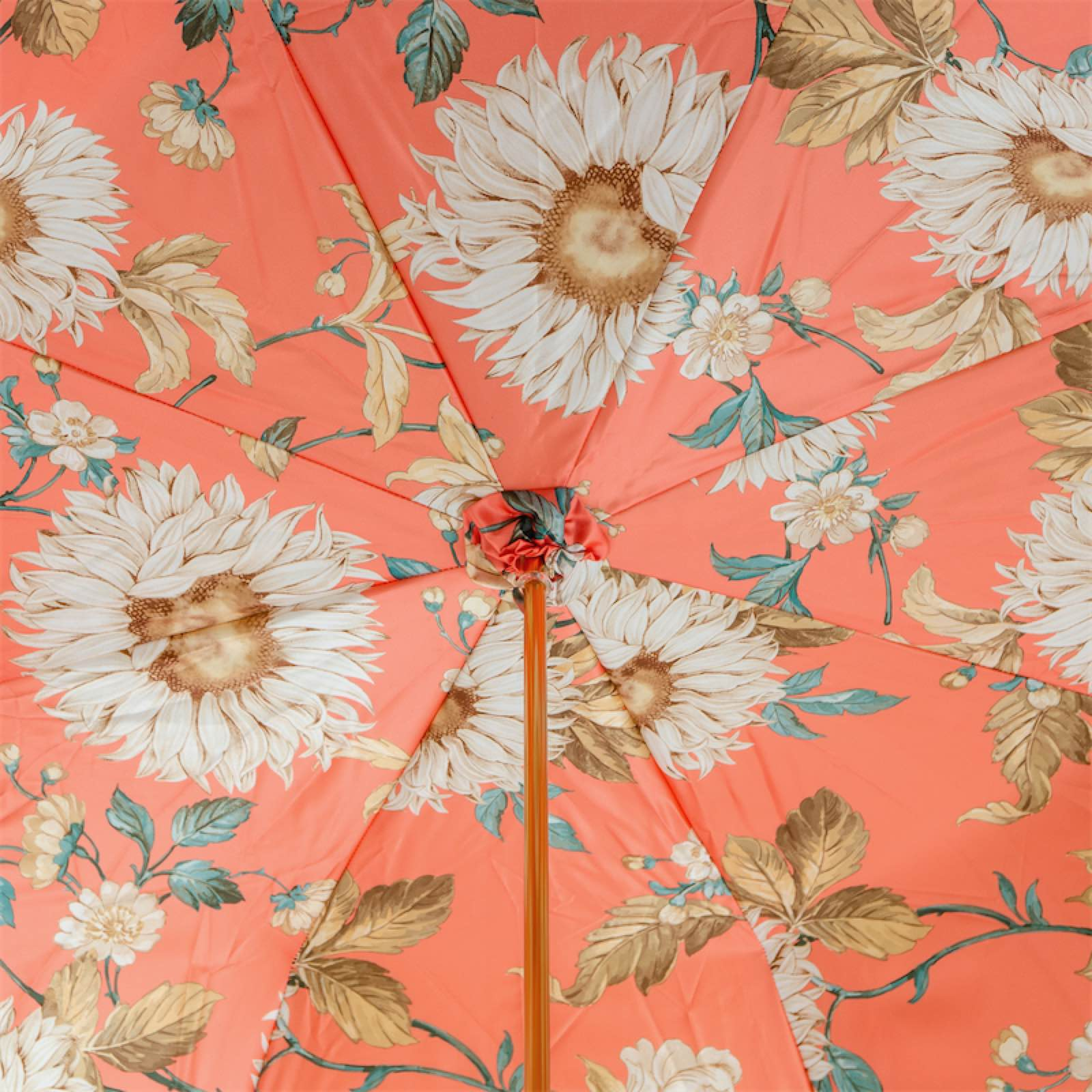 Classic Ivory and Orange Umbrella – Handmade in Italy