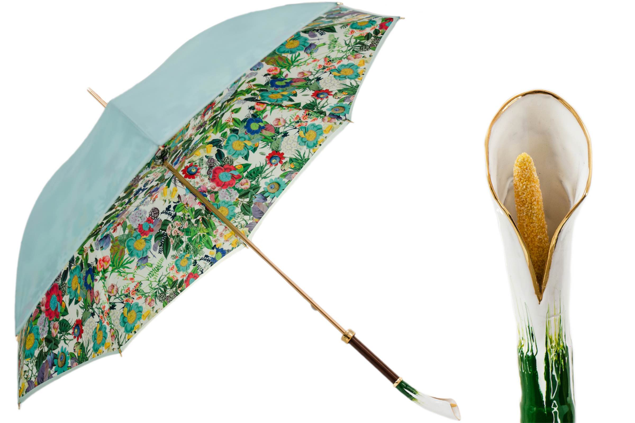 Calla Luxury Umbrella with Enameled Brass Handle – Handmade in Italy