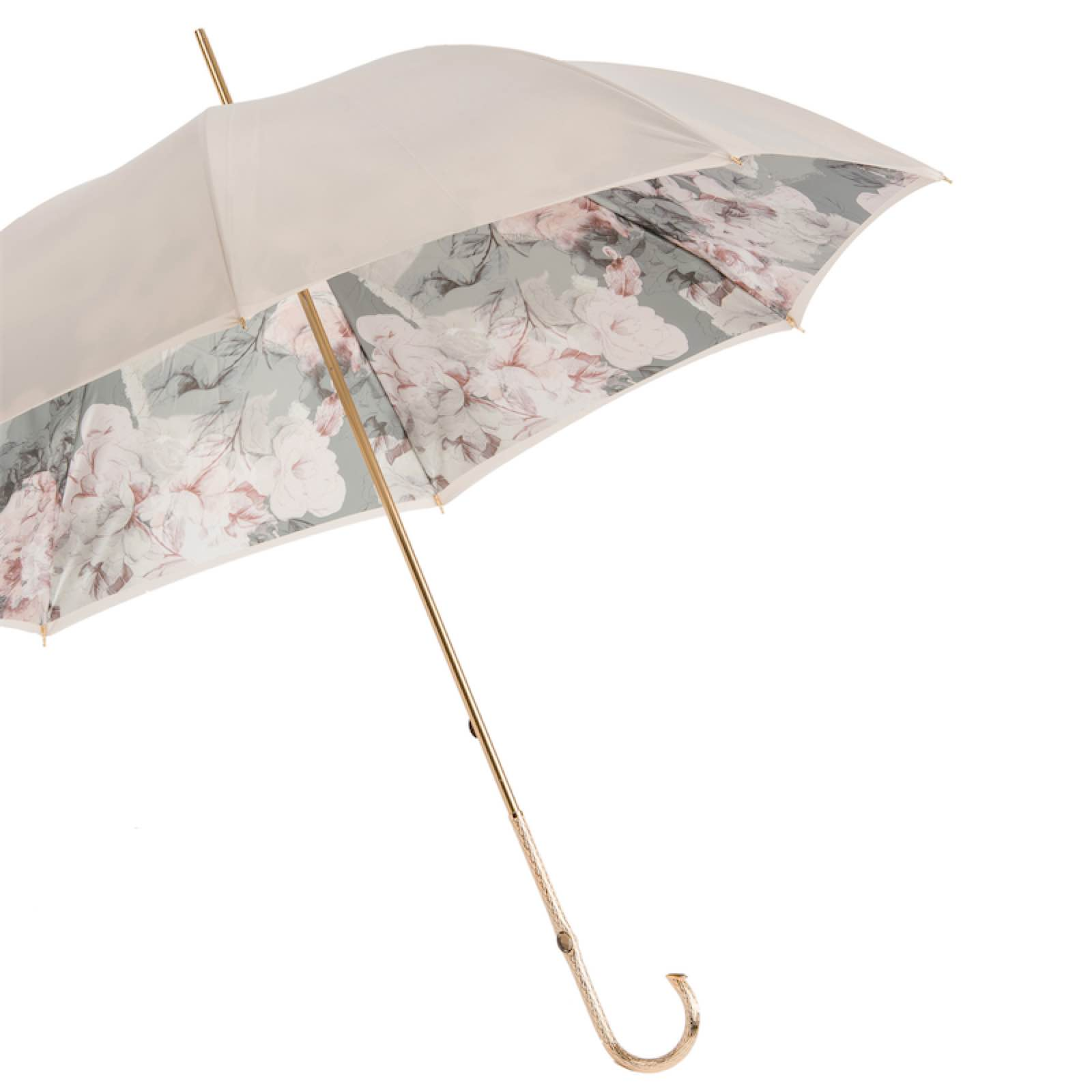 Ivory Umbrella with Flowers Inside – Double Cloth, Handmade in Italy