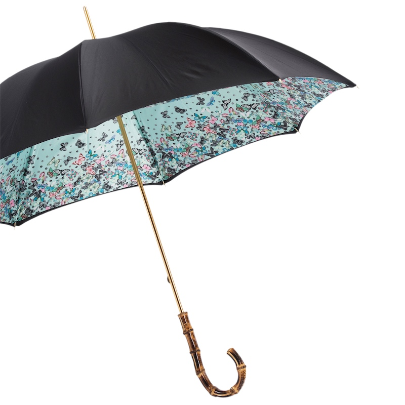Butterfly Print Umbrella with Bamboo Handle – Handmade in Italy