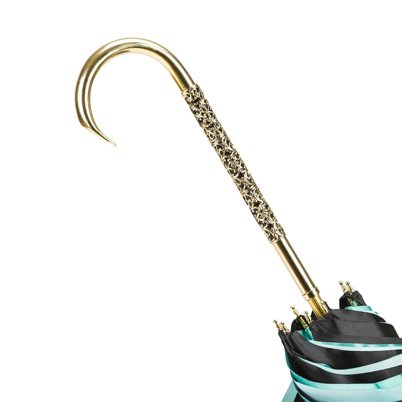 Double Cloth Classic Vintage Umbrella with Jeweled Brass Handle