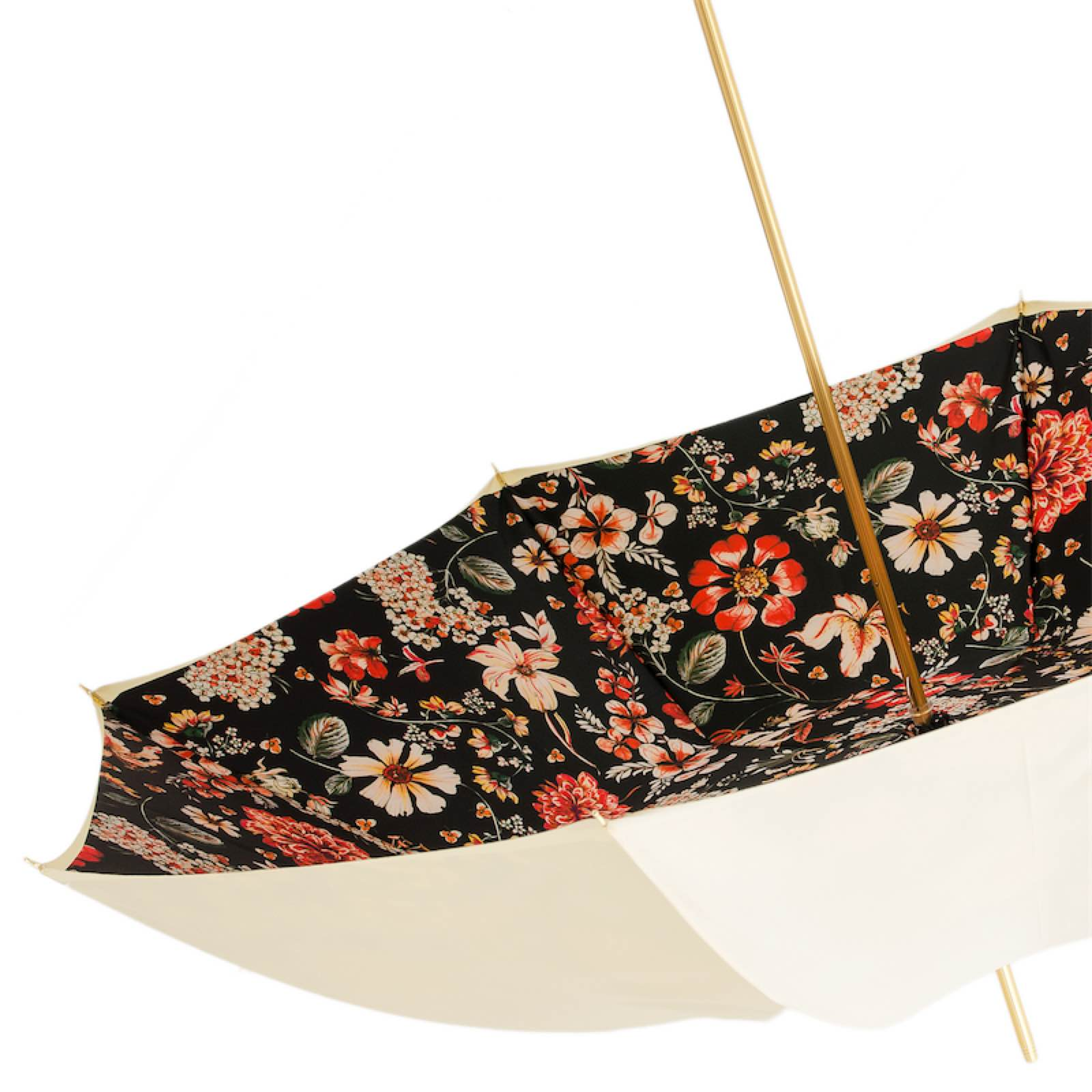 Creamy Flowered Double Cloth Umbrella – Handmade in Italy