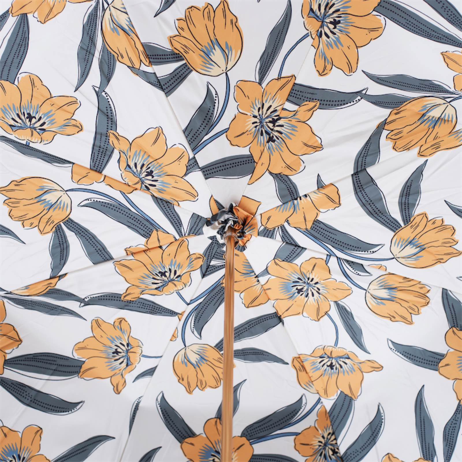 Umbrella with Yellow Flowers – Manual Opening, Handmade in Italy