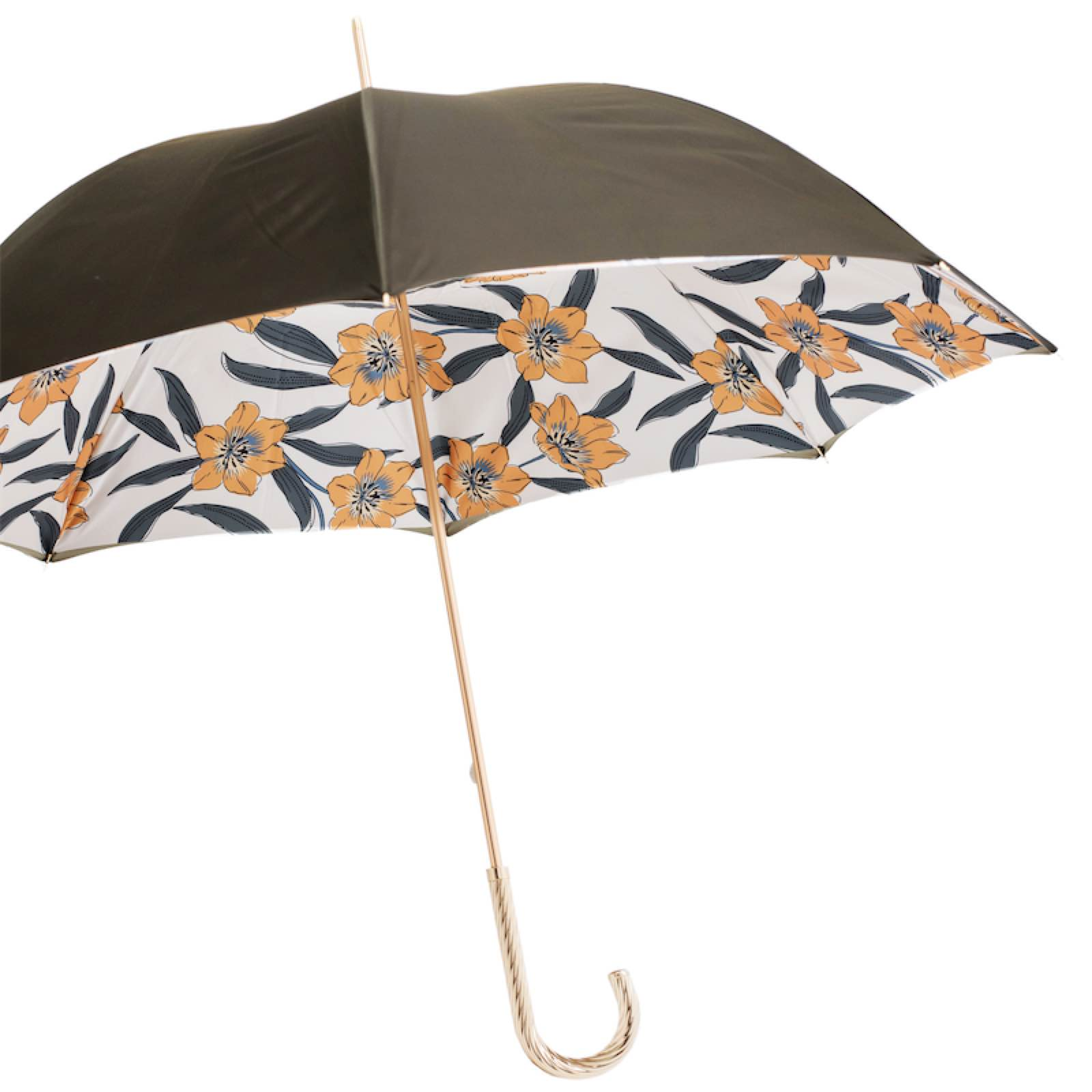 Umbrella with Yellow Flowers – Manual Opening, Handmade in Italy