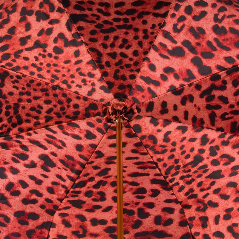 Red Leopard Print Manual Opening Double Cloth Umbrella