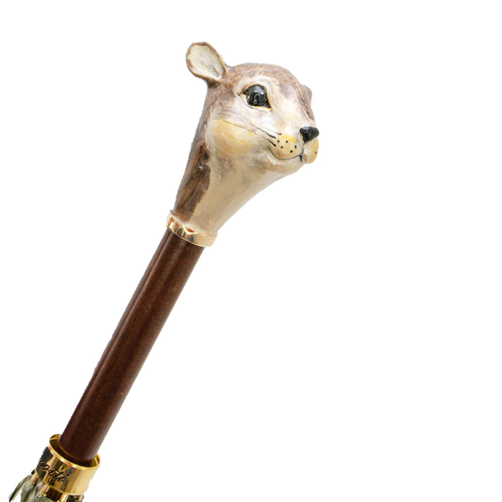 Squirrel Umbrella – Luxury Enameled Brass Handle, Handmade in Italy