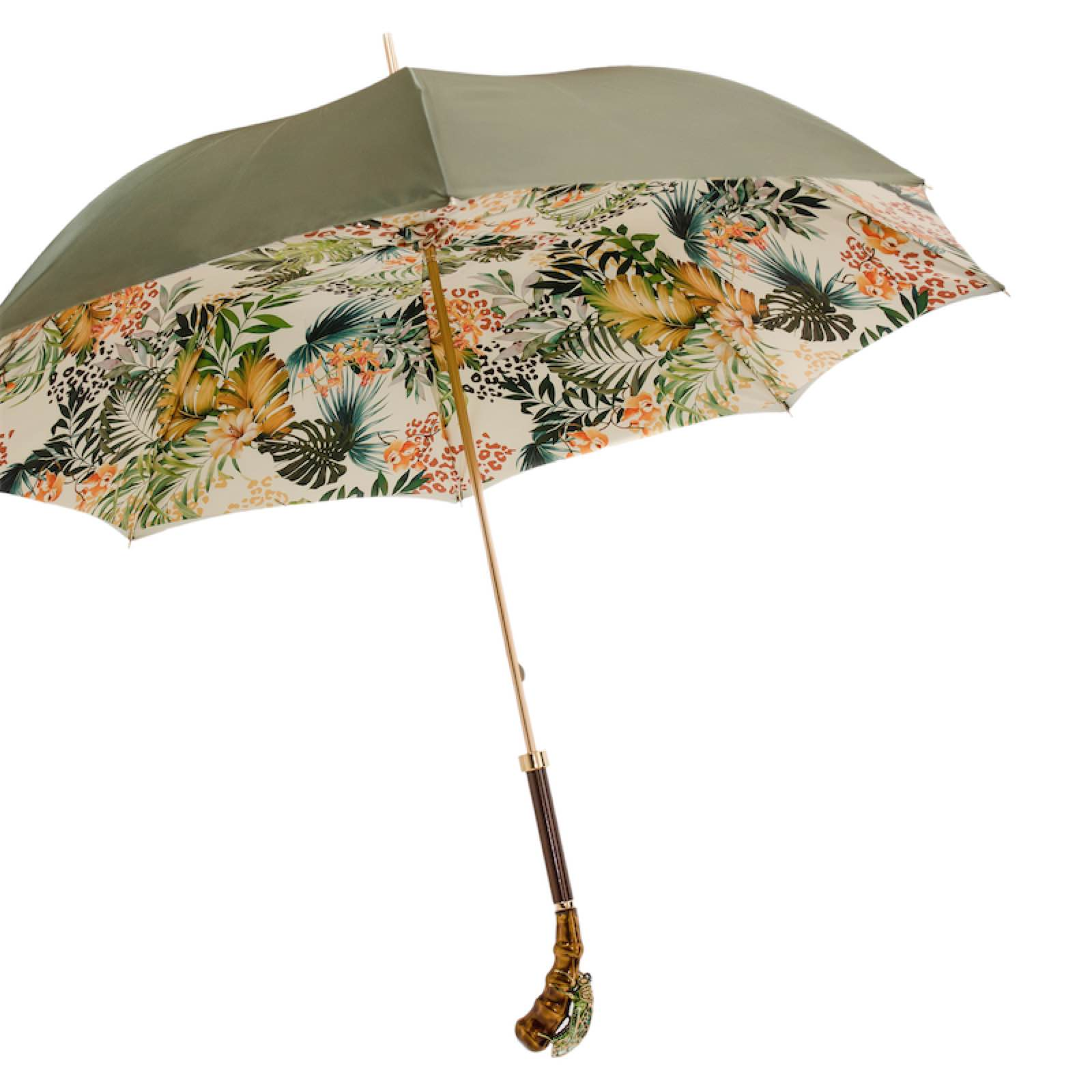Grasshopper Enameled Brass Handle Umbrella – Manual Opening