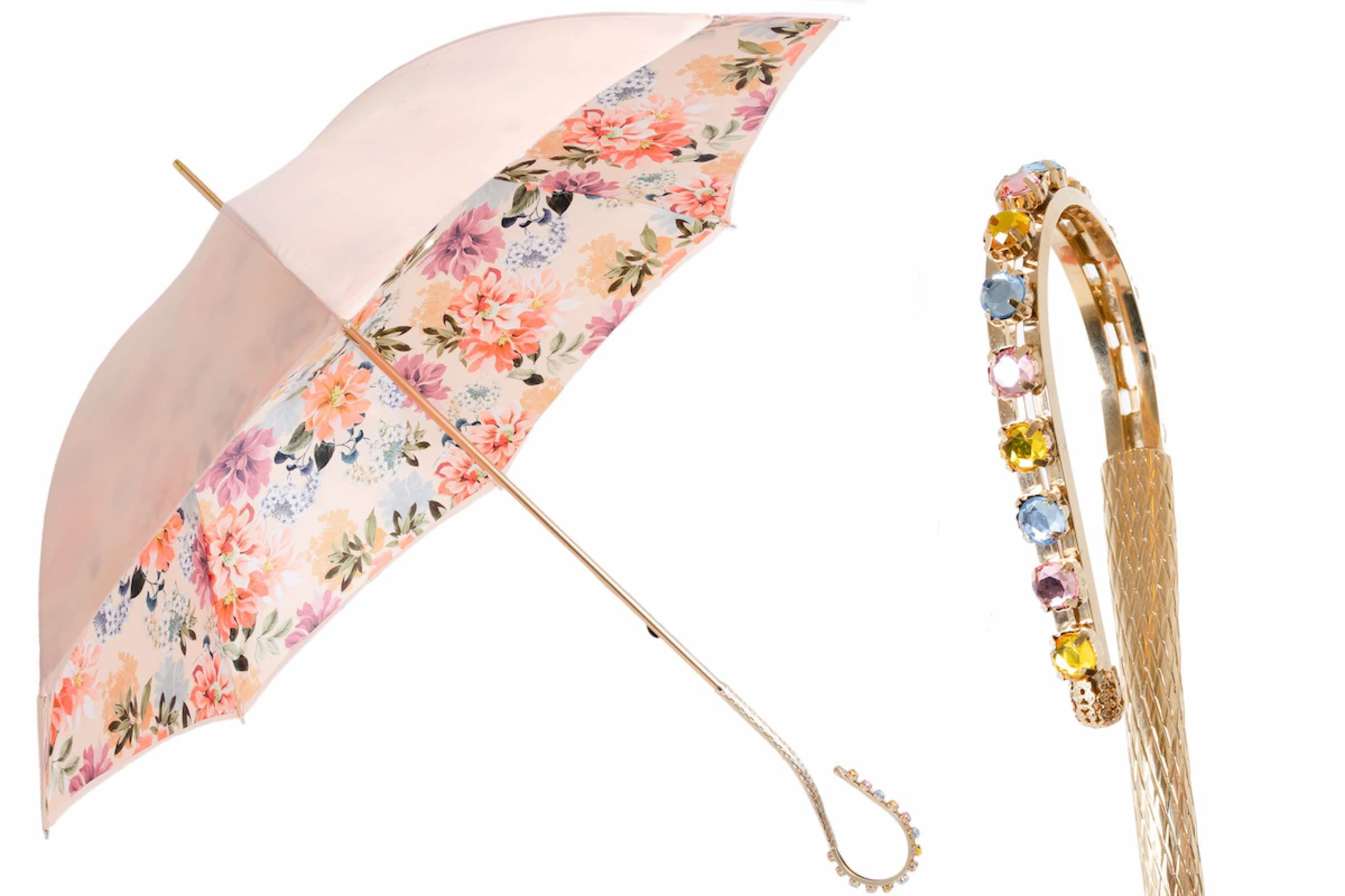 Designer Luxury Umbrella with Jeweled Handle – Handmade in Italy