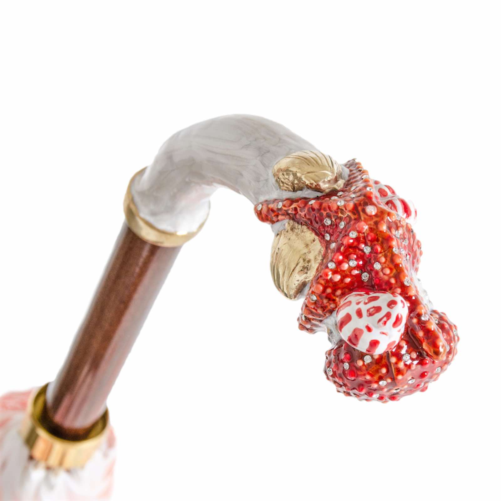 Luxury Starfish Enameled Brass Handle Umbrella – Handmade in Italy