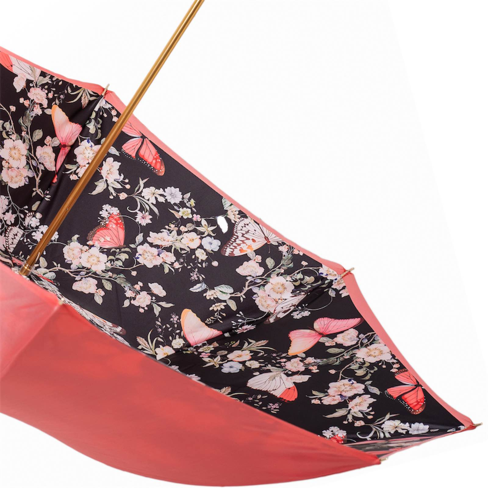 Coral Tint Umbrella with Butterfly Interior, Handmade in Italy