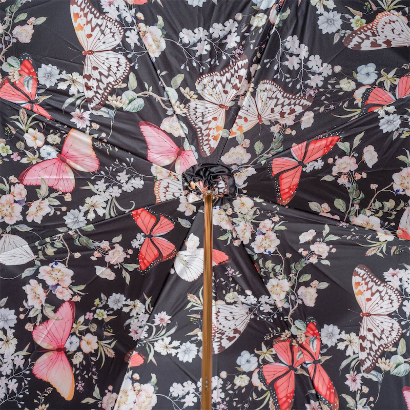 Coral Tint Umbrella with Butterfly Interior, Handmade in Italy