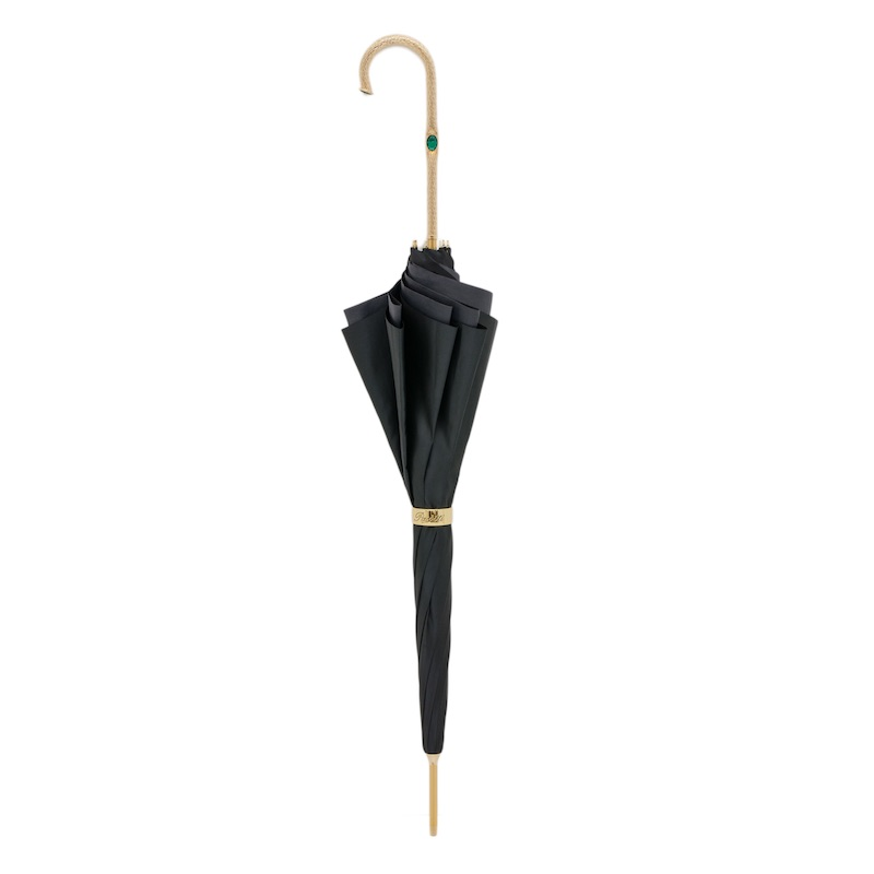 Stylish Black Double Cloth Umbrella with Peacock Interior