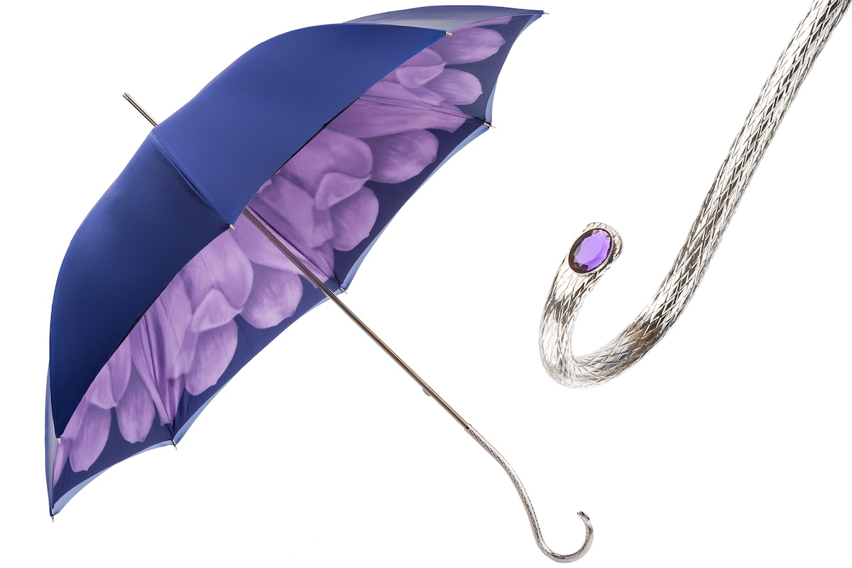Chic Purple Dahlia Umbrella – Double Cloth, Manual Opening