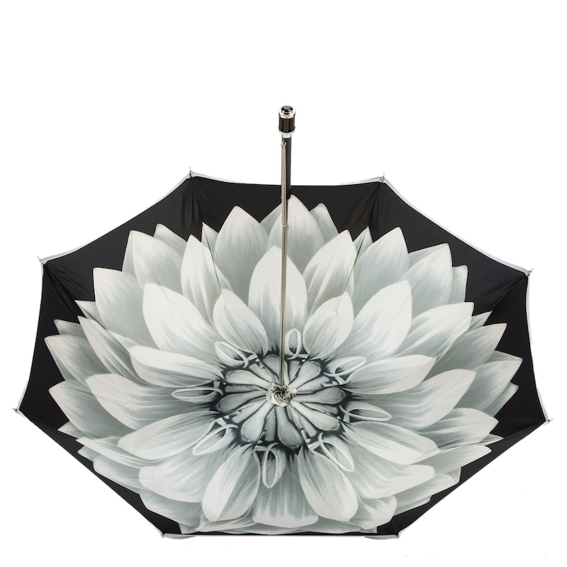 Unique Silver Dahlia Double Cloth Umbrella – Handmade in Italy