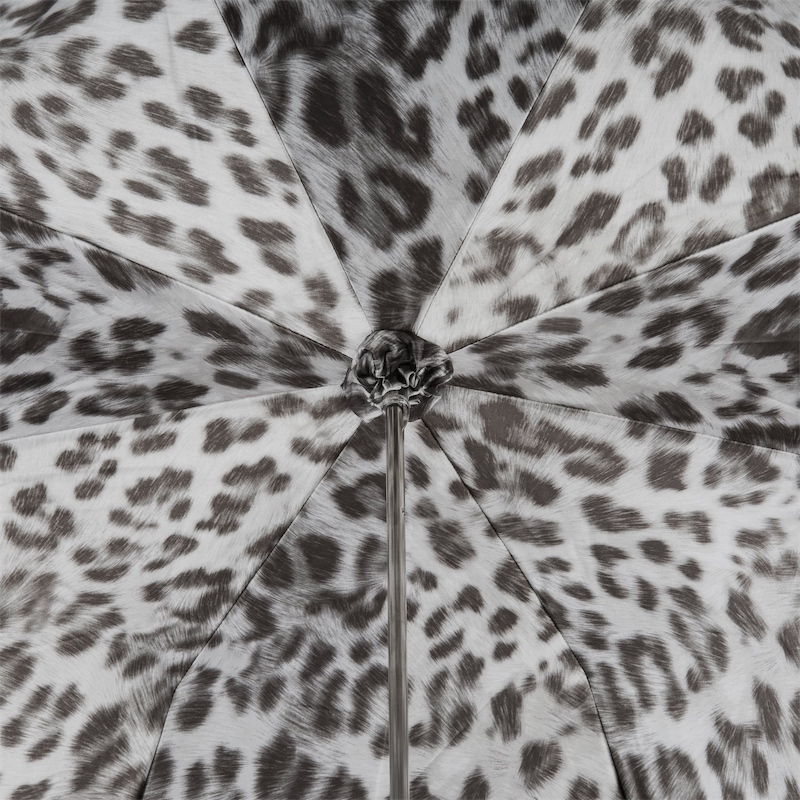 Luxury Black and White Animalier Umbrella with Silver Skull Handle