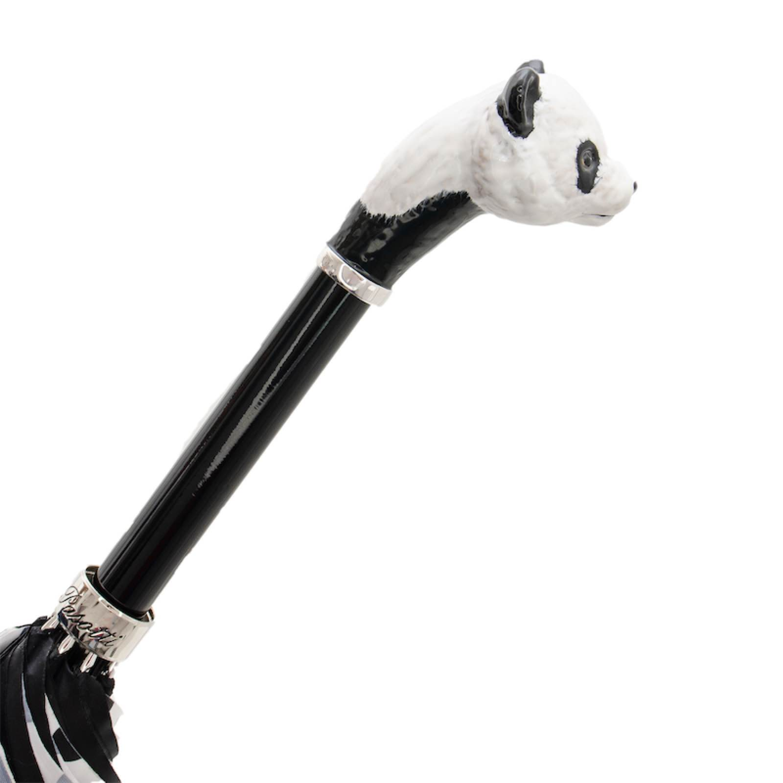 Panda Umbrella with Polka Dots – Manual Opening, Enameled Brass Handle