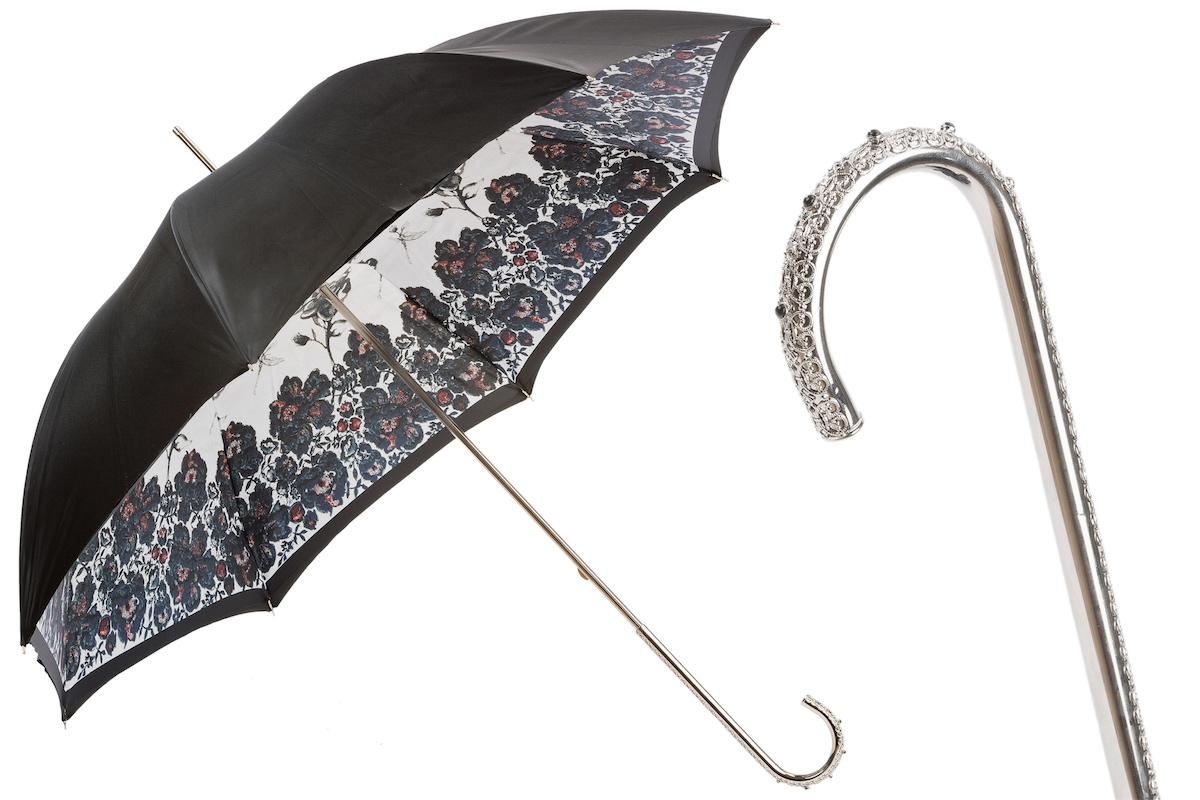 Beautiful Italian Umbrella with Jeweled Metal Handle