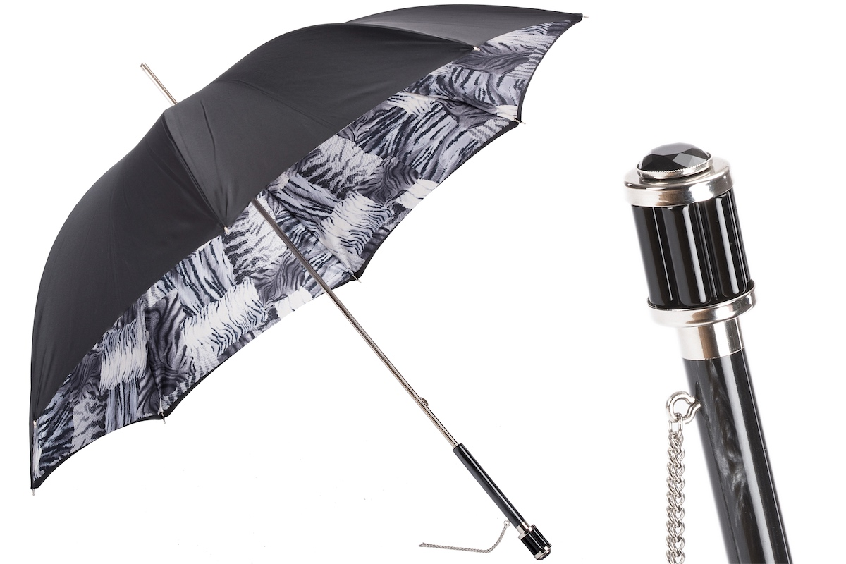 Black and White Animalier Umbrella, Double Cloth – Manual Opening