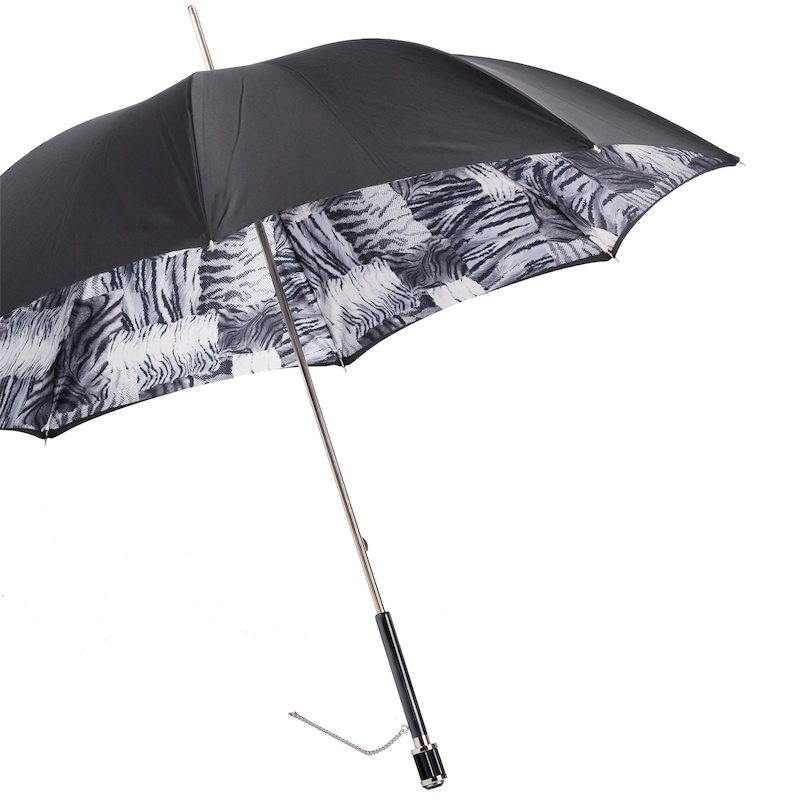 Black and White Animalier Umbrella, Double Cloth – Manual Opening
