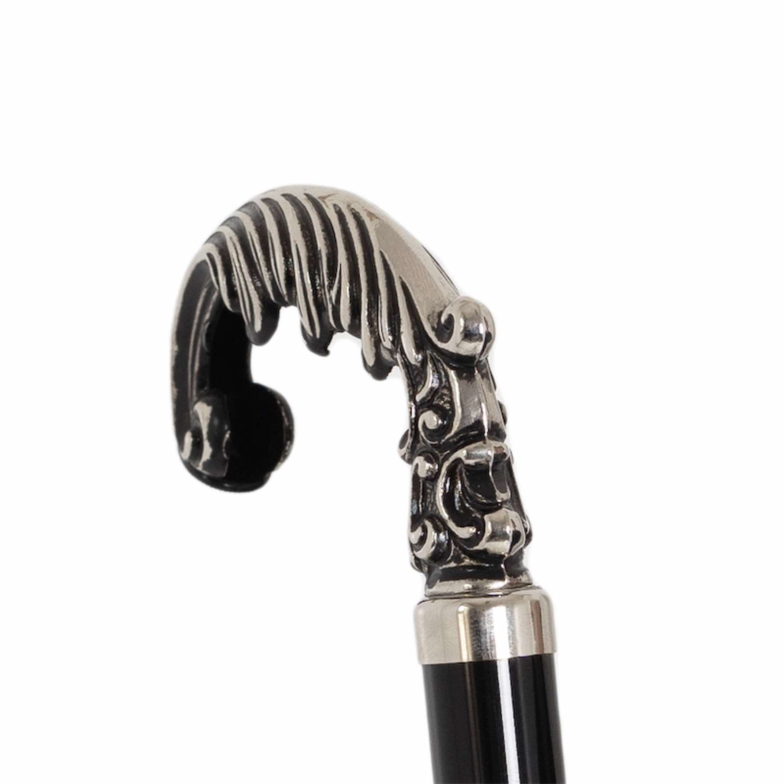 Elegant Brass Handle White Leaves Umbrella – Manual Opening