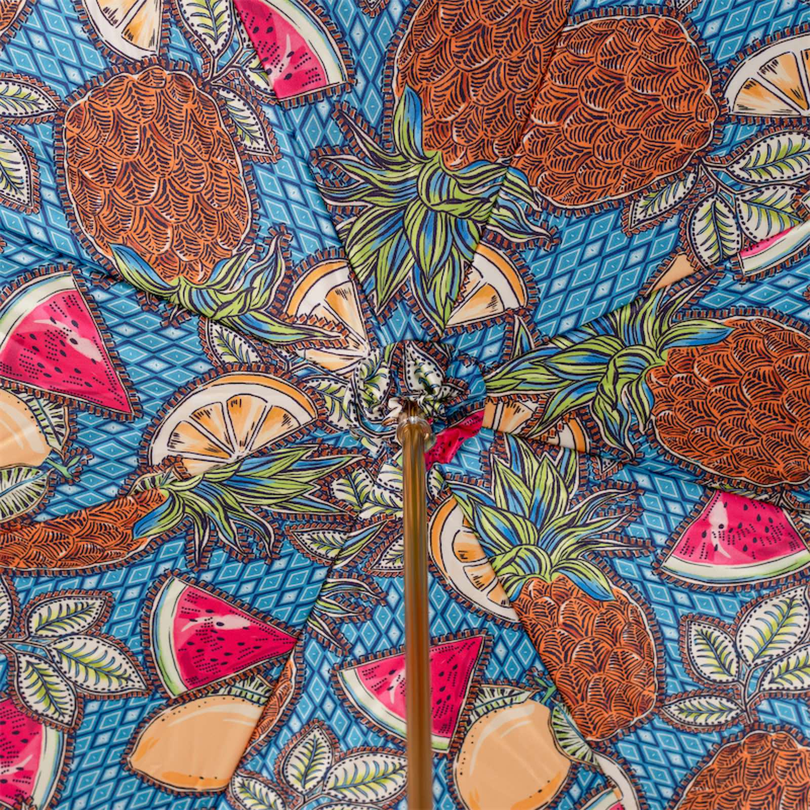 Bamboo Handle Fruit Pattern Umbrella – Manual Opening