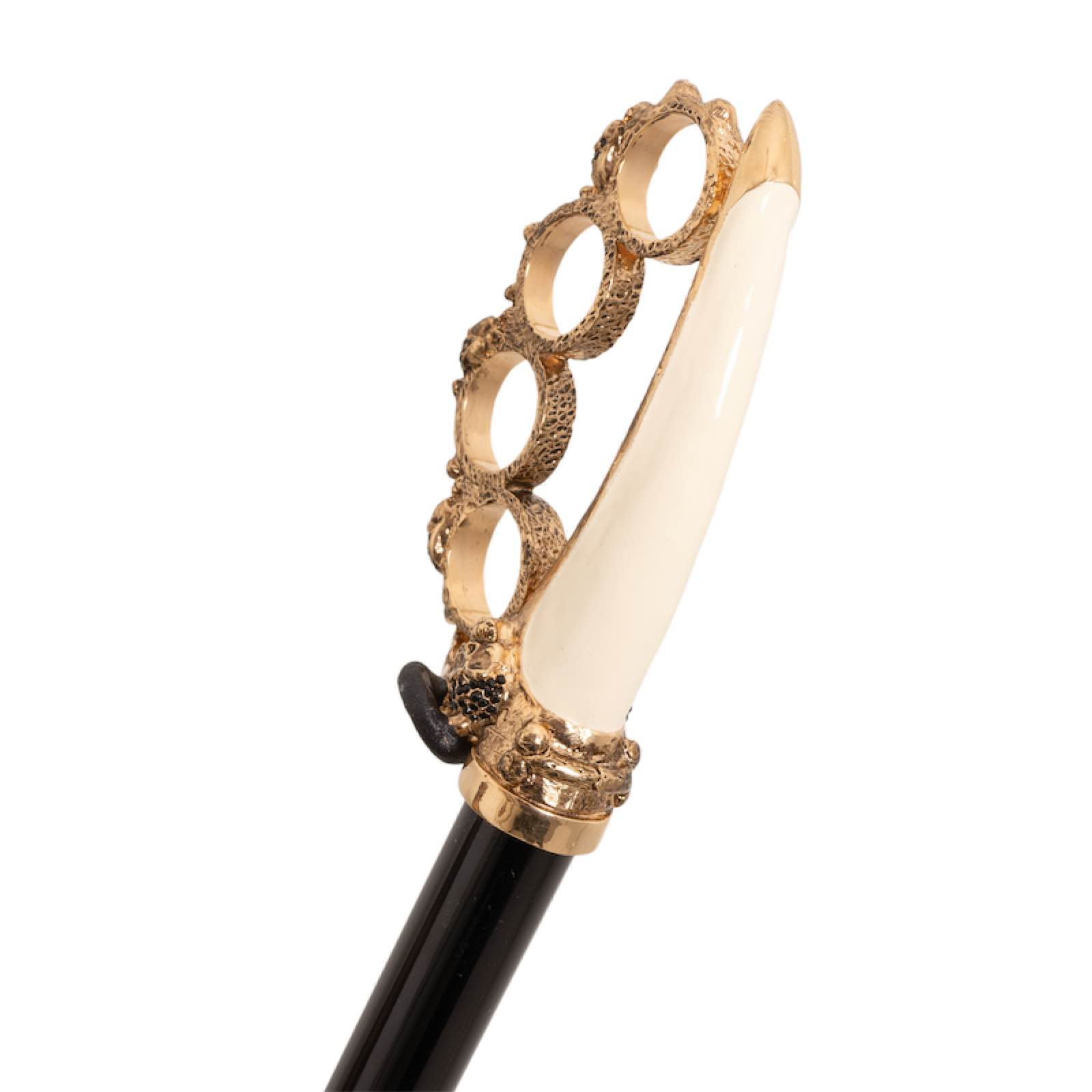 Enameled Brass Handle Manual Opening Knuckleduster Luxury Umbrella