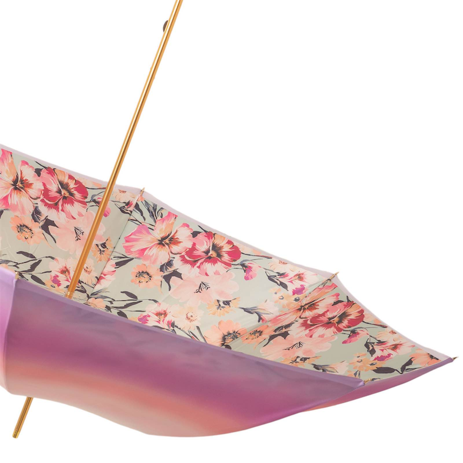 Pink Ombre Umbrella with Floral Interior – Handmade Italian Elegance